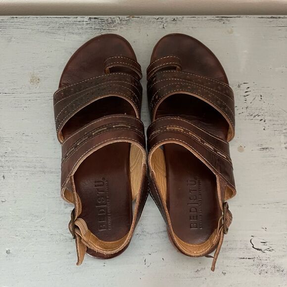 Bed Stu Brown Leather Flat Sandals | Size 7 - Picture 3 of 6